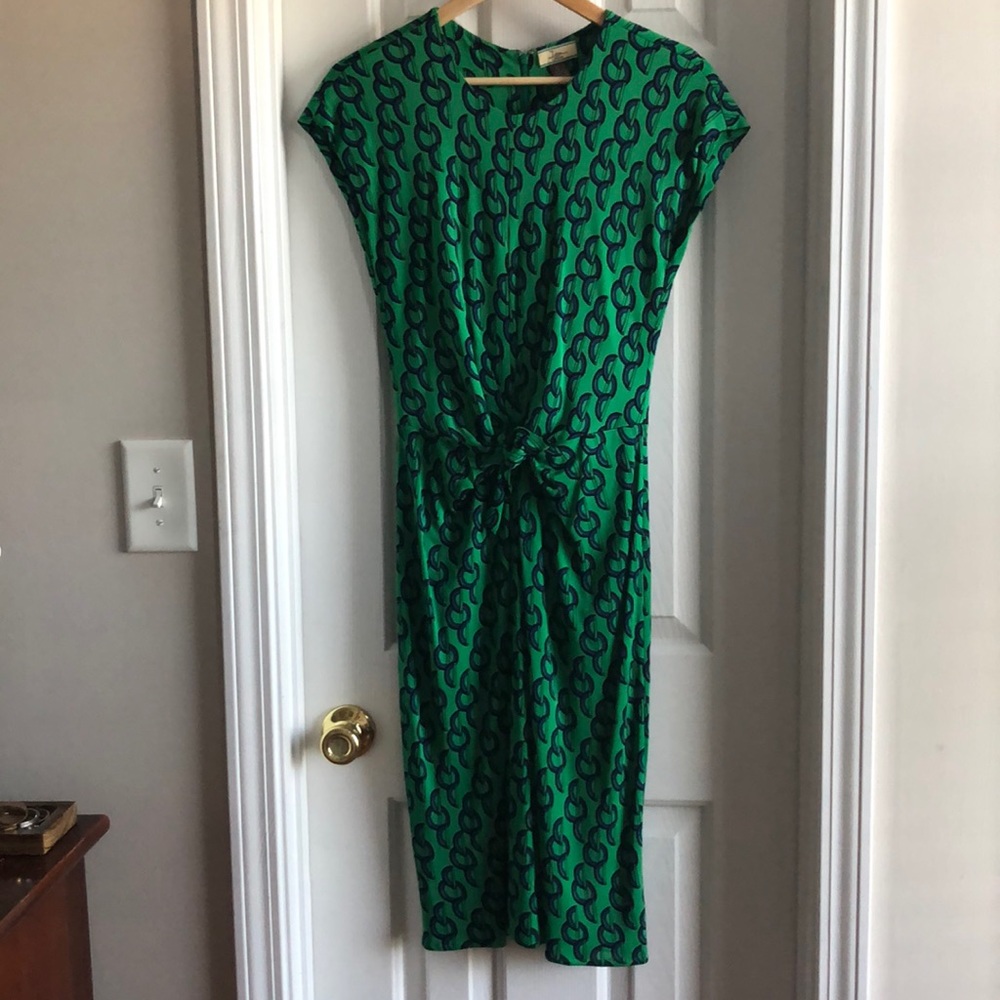 Issa London green/blue jersey knit dress - 8